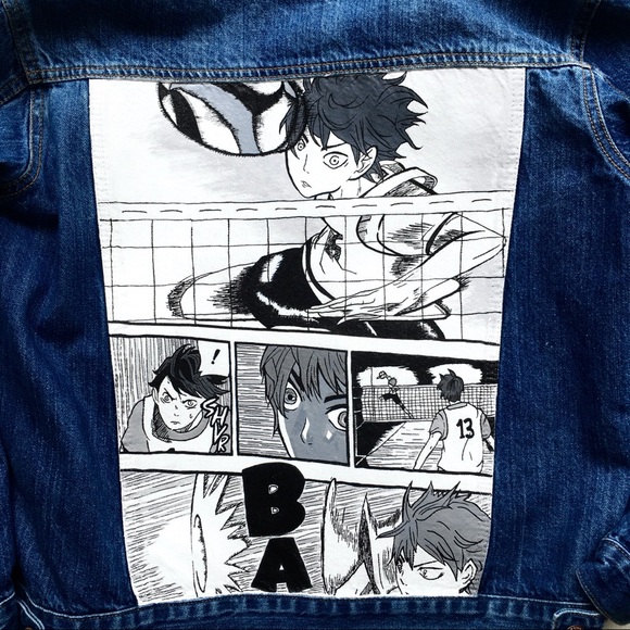 Haikyu Hand Painted Manga Panel Denim Jacket - Picture 5 of 16